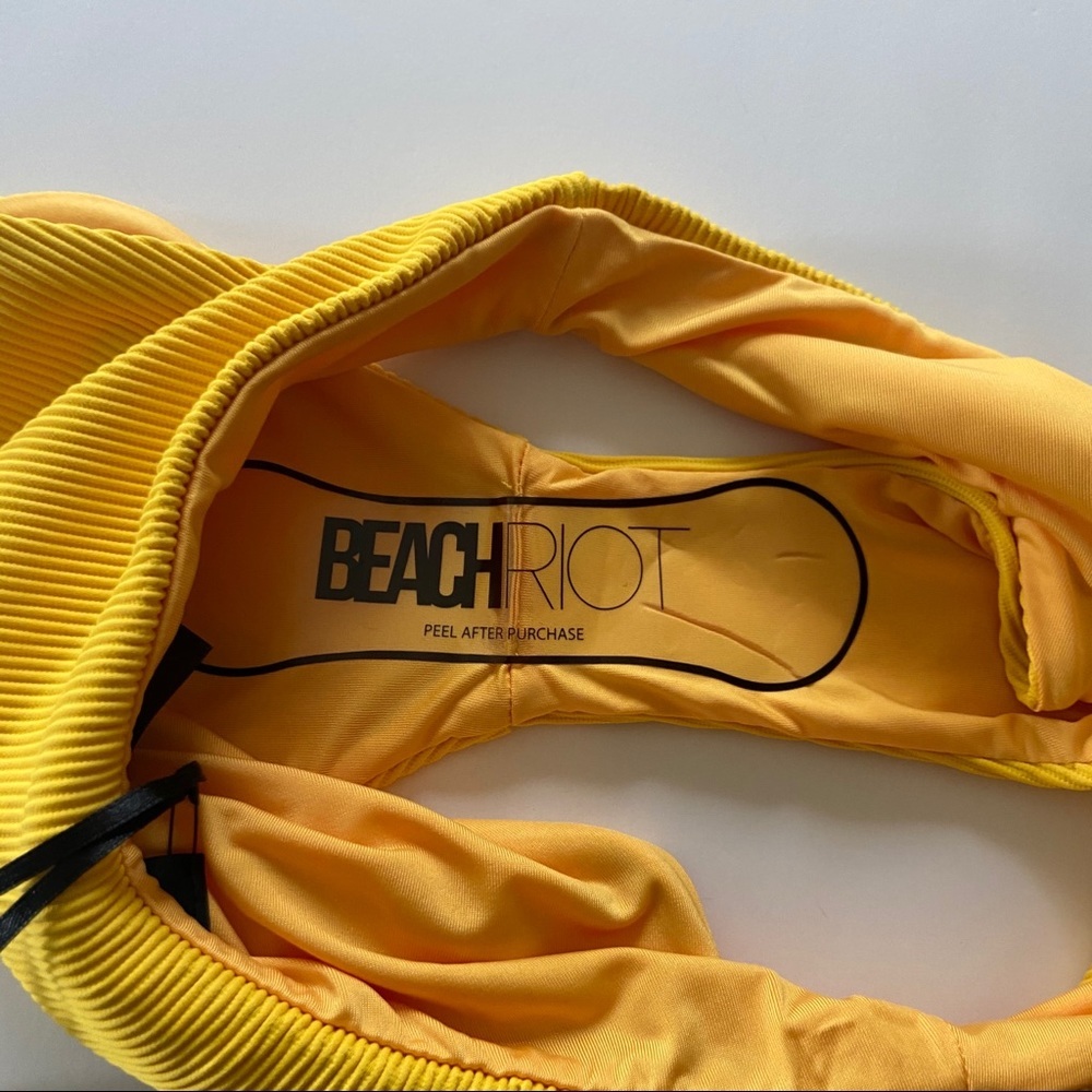 NEW Beach Riot Yellow Ribbed Chelsea Bikini Bottom - Picture 5 of 6
